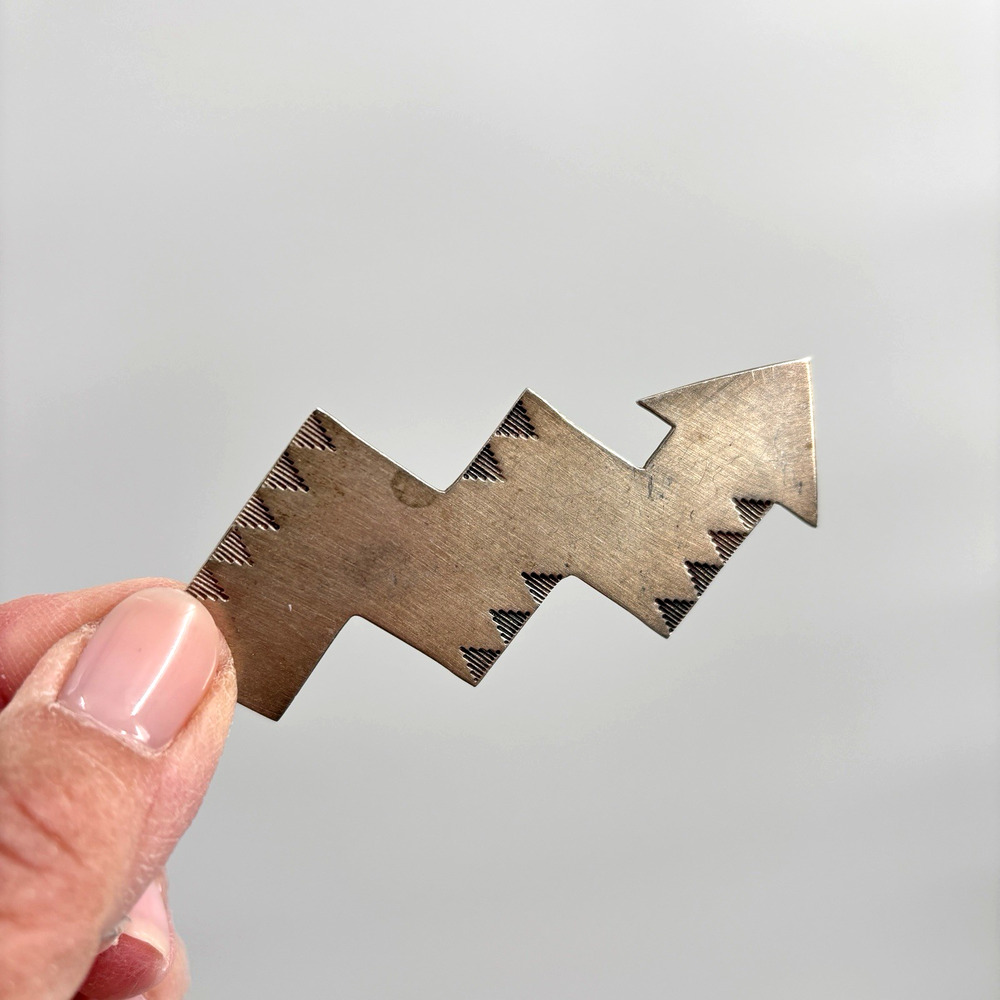 Jan Loco Apache Sterling Silver Arrow Brooch Modernist Native American Pin